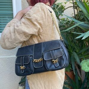 Vintage black/gold St.John made in Italy leather bag